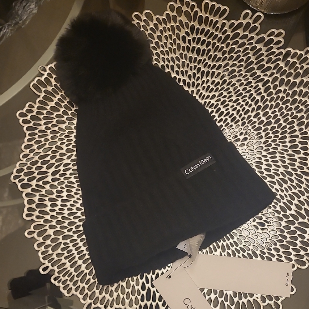 Calvin Klein Black Pom-Pom Beanie